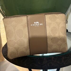 Coach Beige and Brown Wristlet